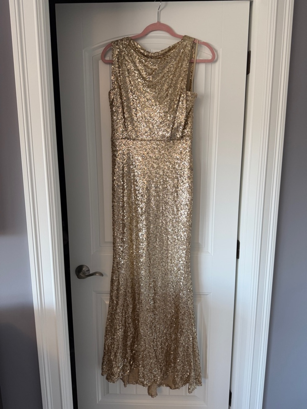 Badgley Mischka Gold Sequin Floor-Length Gown